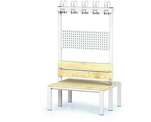 Double-sided benches with backrest and racks, spruce sticks -  basic version 1800 x 1000 x 830